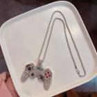 Gamepad Rhinestone Pendant Stainless Steel Necklace Silver - One Size