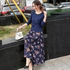 Set: Top + Floral Midi Skirt