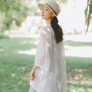 Floral Embroidered Chiffon Jacket