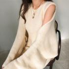 Knit Set : Slashed Shawl Top + Sleeveless Dress