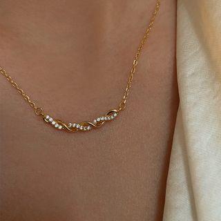 Helical Rhinestone Pendant Sterling Silver Necklace