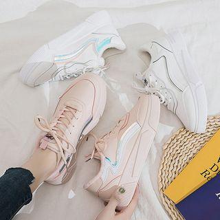 Fleece-lined Color Panel Platform Sneakers