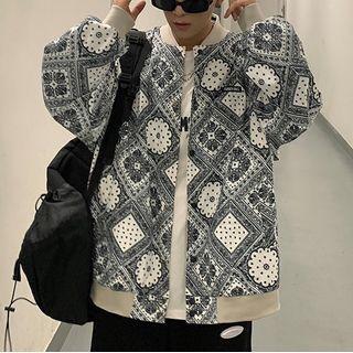 Paisley Print Reversible Baseball Jacket