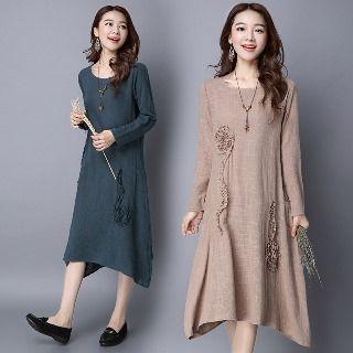 Long-sleeve Rosette Dress