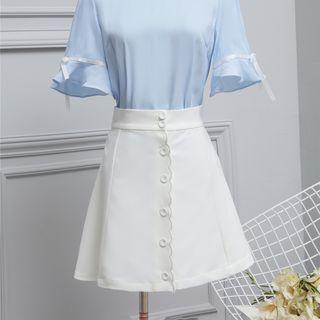 Single-breasted A-line Mini Skirt
