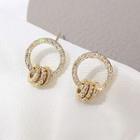 Rhinestone Hoop Earring A158 - 02 - Gold - One Size
