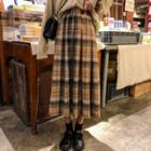 Plaid Pleated Midi Skirt As Shown In Figure - One Size