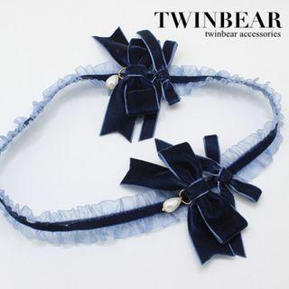 Ruffled Velvet Bow Headband