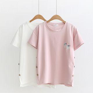 Short-sleeve Rabbit Embroidery Top