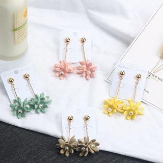Flower Alloy Faux Pearl Dangle Earring 1 Pair - Green - One Size