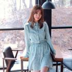 Floral Print Drawstring-waist Shirtdress