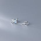 Asymmetrical Devil Stud Earring 1 Pair - S925 Silver - Silver - One Size