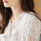 V-neck 3/4-sleeve Laced Cardigan