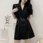 Set: Short-sleeve Blazer Dress + Belt