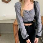 Contrast Trim Cropped Blouse