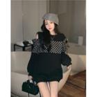 Cut-out Check Panel Sweatshirt Black - One Size