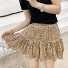 Leopard Print Mini Skirt Leopard - Brown & Khaki - One Size