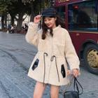 Drawstring Faux-fur Button Jacket