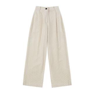 Corduroy Wide-leg Pants Almond - One Size