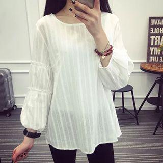 Stripe Lantern-sleeve Blouse