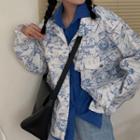 Long-sleeve Printed Button Jacket