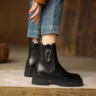 Plain Block Heel Short Chelsea Boots