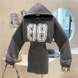 Numbering Open-back Hoodie Dress