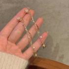 Star Rhinestone Faux Pearl Fringed Earring 1 Pr - Gold - One Size