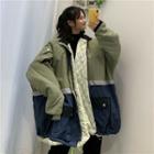 Oversize Color Block Jacket As Shown In Figure - One Size