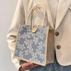 Flower Print Linen Mini Tote Bag