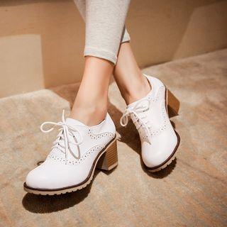 Brogue Chunky Heel Oxfords