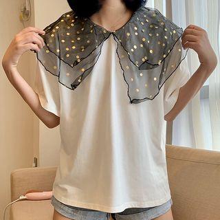 Short-sleeve Sequin Collar T-shirt