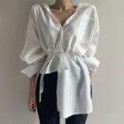 Sashed Plain Shirt White - One Size