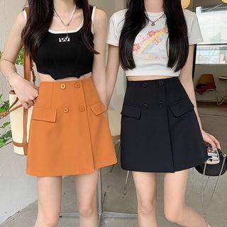 High-waist Pocket-detail A-line Mini Skirt