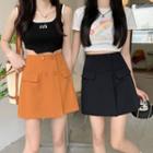 High-waist Pocket-detail A-line Mini Skirt