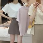 Short-sleeve Plain T-shirt / A-line Mini Skirt