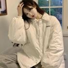Lettering Quilted Button-up Jacket