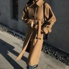 Belted Single-breasted Long Coat