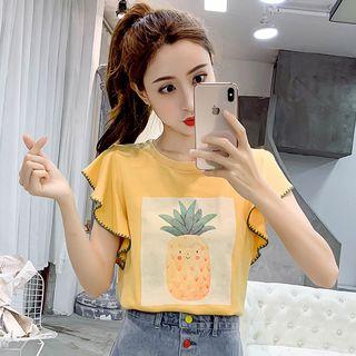 Pineapple Print Short-sleeve Top