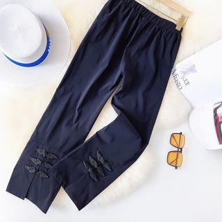Embroidered Straight Leg Cropped Pants