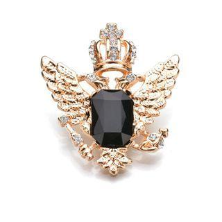 Faux Crystal Rhinestone Crown & Eagle Brooch
