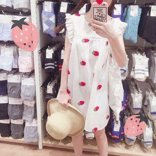 Sleeveless Strawberry Embroidered Tunic Dress Strawberry - One Size