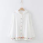 Mushroom Embroidered Button Light Jacket White - One Size