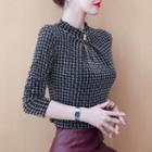 Houndstooth Cutout-front Blouse