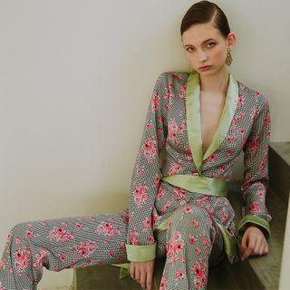 Floral Tie Waist Blazer / Dress Pants / Set