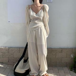 Plain Camisole Top / Wide Leg Pants / Shrug