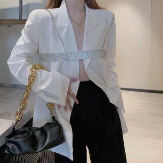 Blazer / Spaghetti Strap Glitter Top