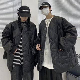 Couple Matching Quilted Button Jacket