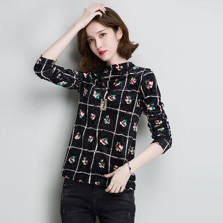Mock-neck Printed Long-sleeve T-shirt