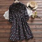 Long-sleeve Sheep Print Shirtdress